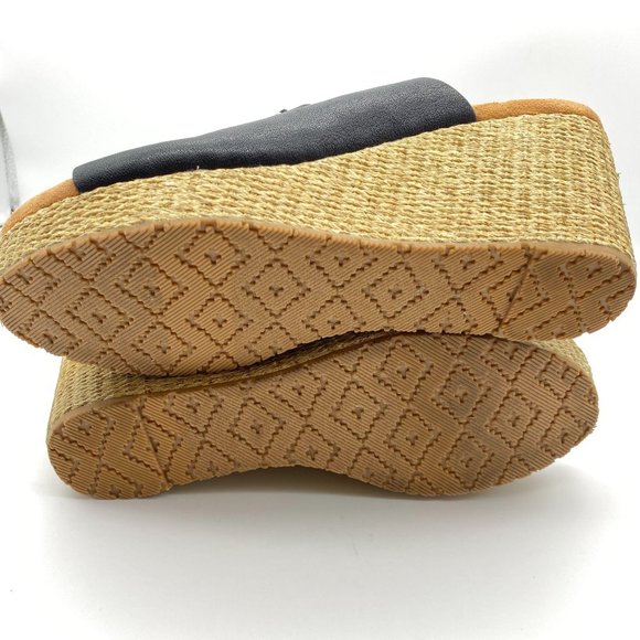 Zodiac Perla wedge sandals size 8.5 black leather - Picture 7 of 8